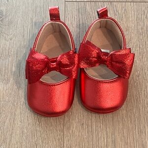 Infant Red Bow Mary Jane Baby Walker Shoes